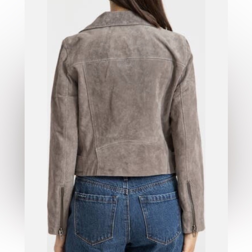 Blank NYC Gray Suede Leather Moto Jacket with Belt - Picture 4 of 9